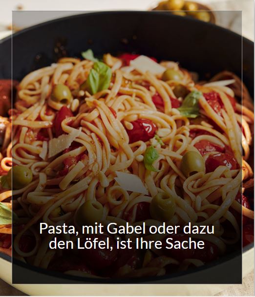 Pasta, mit Gabel oder dazu den Löffel, ist Ihre Sache